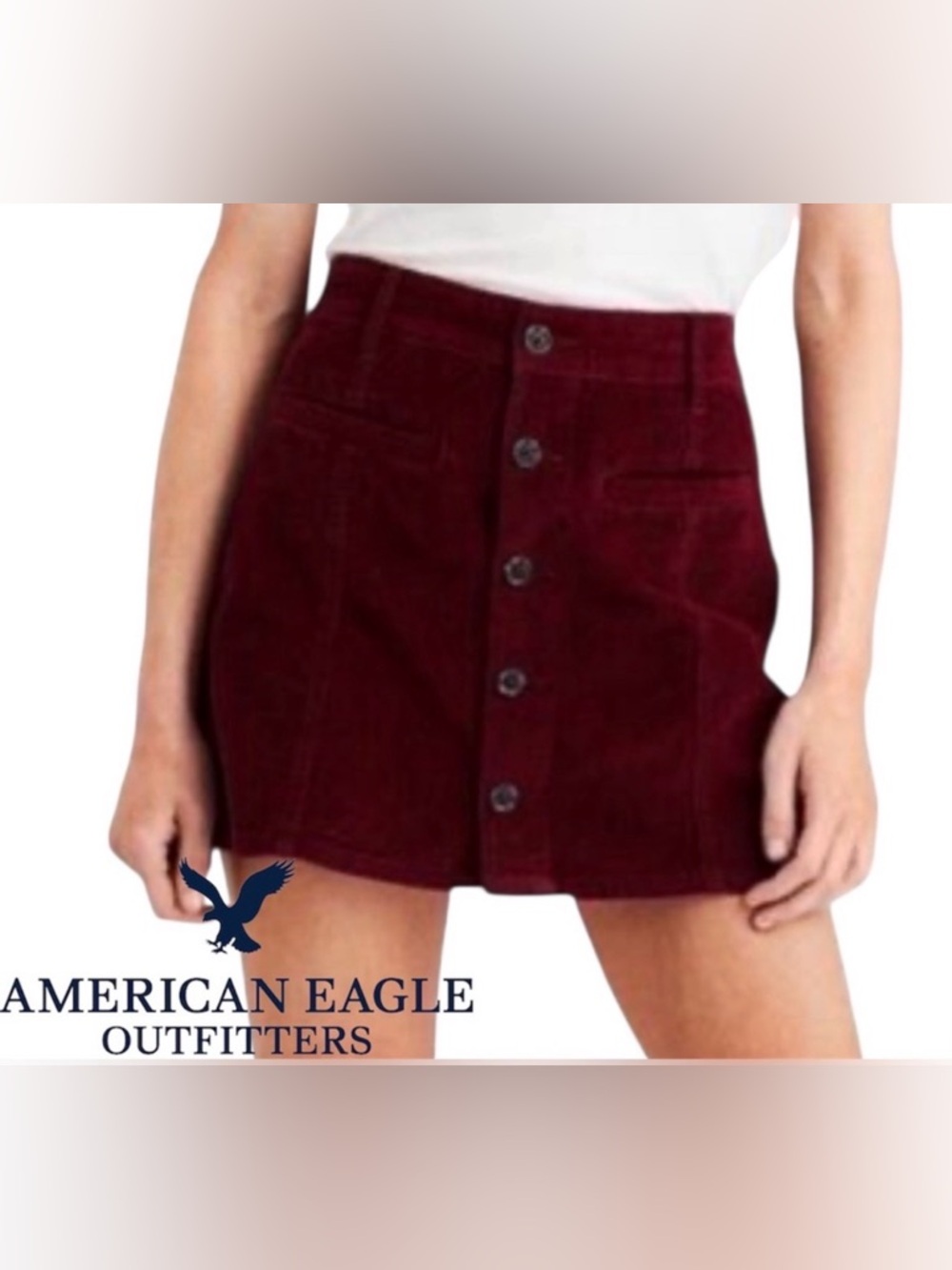 AMERICAN EAGLE CORDUROY MINI SKIRT RED WOMEN’S